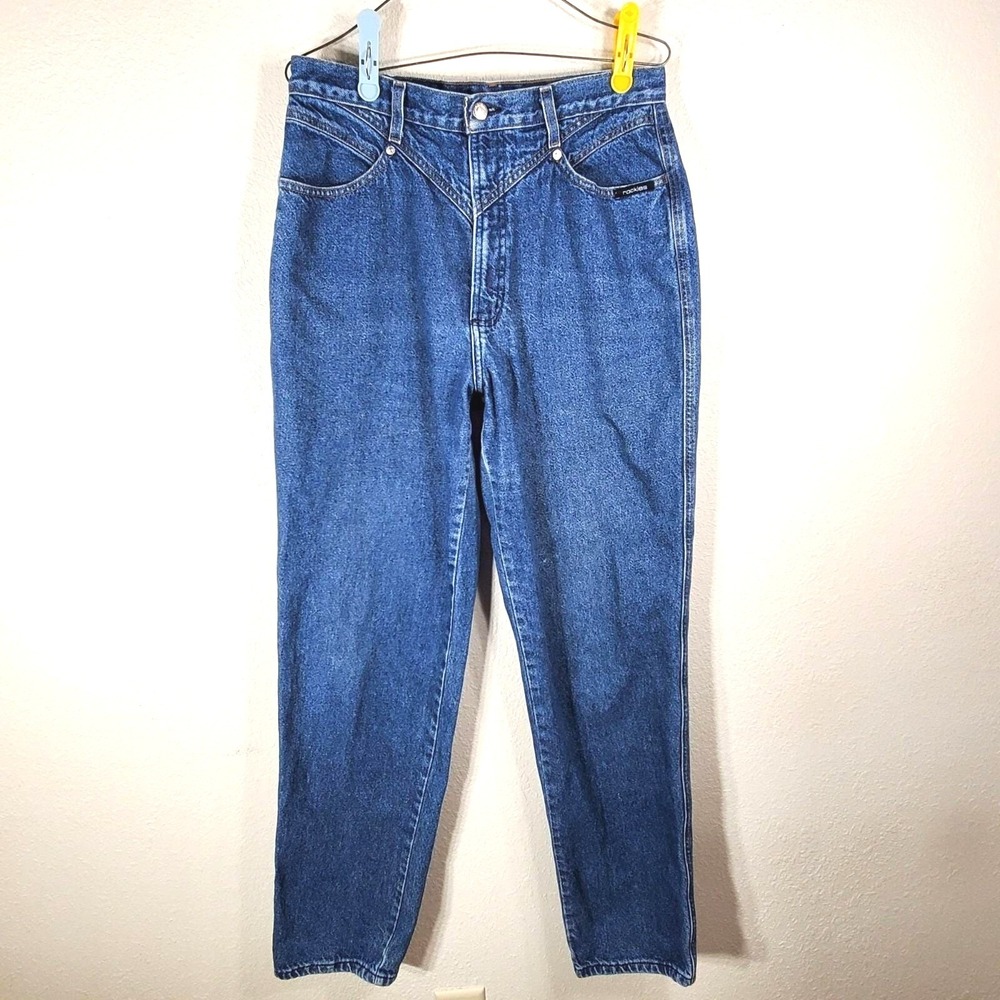 Rocky Mountain High-Waist Bareback Womans Size 16L 90s Blue Denim Jeans Y2K